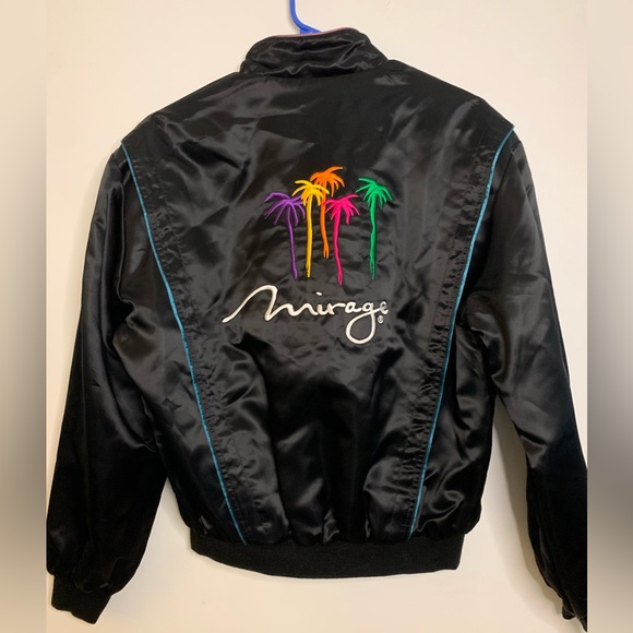 Vtg 90’s Mirage/Treasure Island Reversible Satin Bomber Jacket - Picture 2 of 10